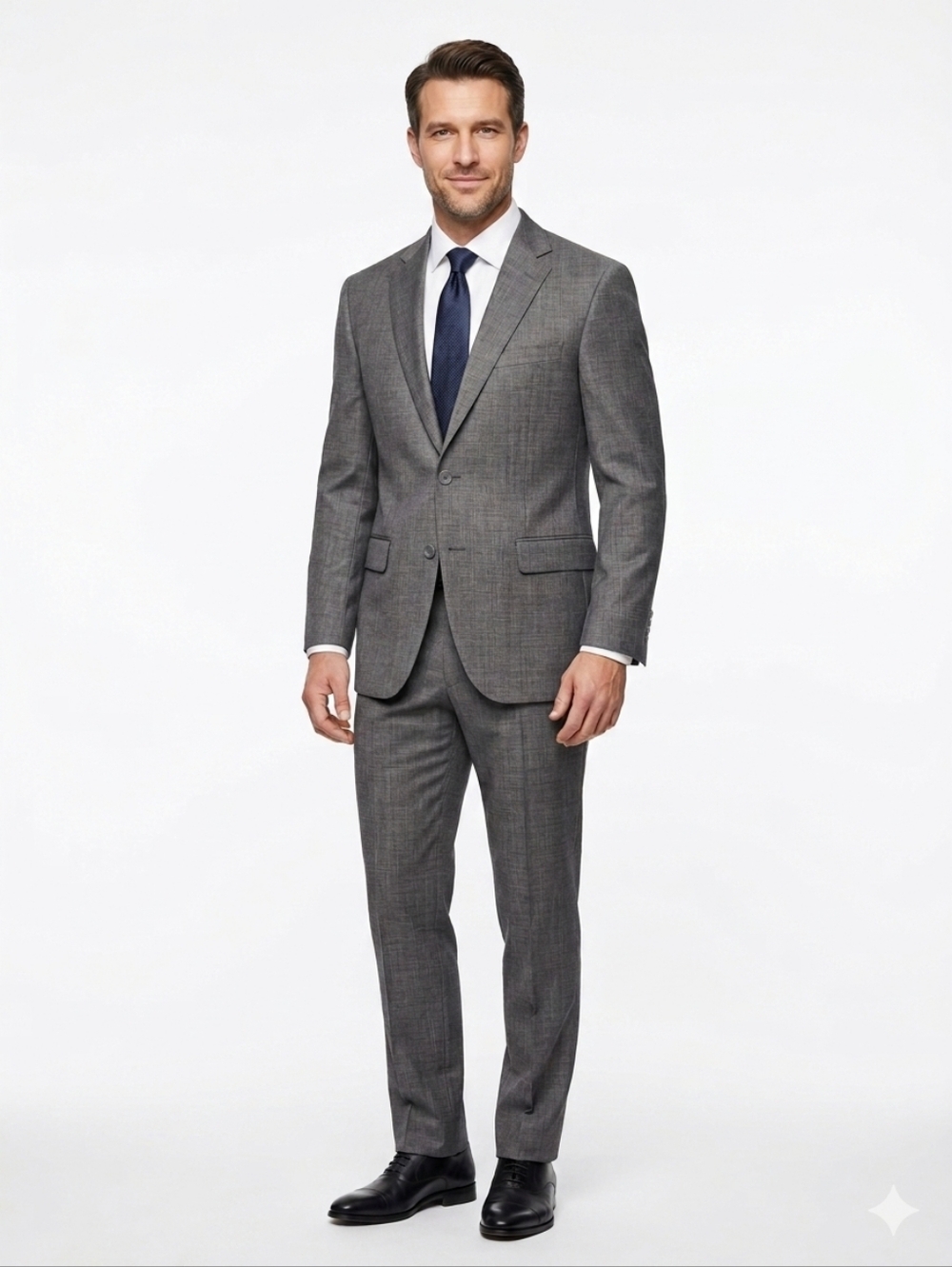 David Donahue Gray Textured Two-Button Sport Coat Ryan CT 44R